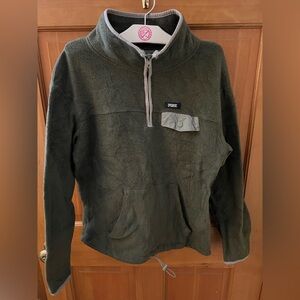 Victoria’s Secret PINK Olive Snap-T Quarter Zip Fleece (Size M)